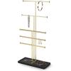 Umbra Trigem Tiered Tabletop Jewelry Organizer Freestanding Hanging Necklace, Earring and Bracelet Display, 5, Black/Brass