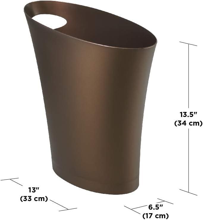 image:imageUmbra Skinny Sleek amp Stylish Bathroom Trash Small Garbage Can Wastebasket for Narrow Spaces at Home or Office 2 Gallon Capacity Bronze 3Pack