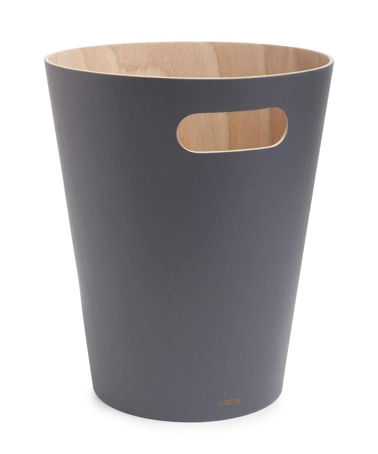image:imageUmbra Woodrow 2Gallon Modern Wooden Trash Can Wastebasket Attractive Bin for Garbage or Recycling Suitable for Home or Office Slate BlueDark Grey