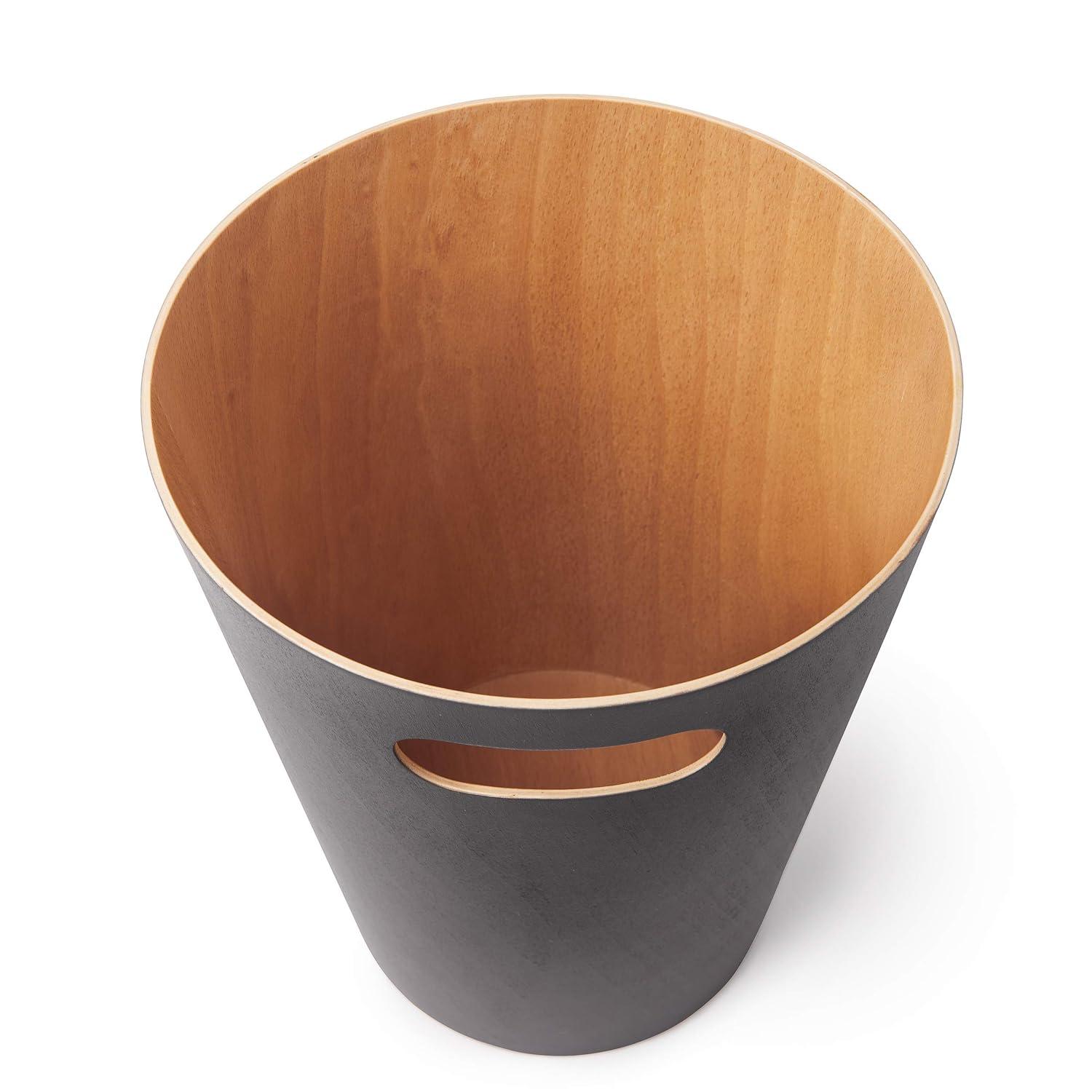 image:imageUmbra Woodrow 2Gallon Modern Wooden Trash Can Wastebasket Attractive Bin for Garbage or Recycling Suitable for Home or Office Slate BlueDark Grey