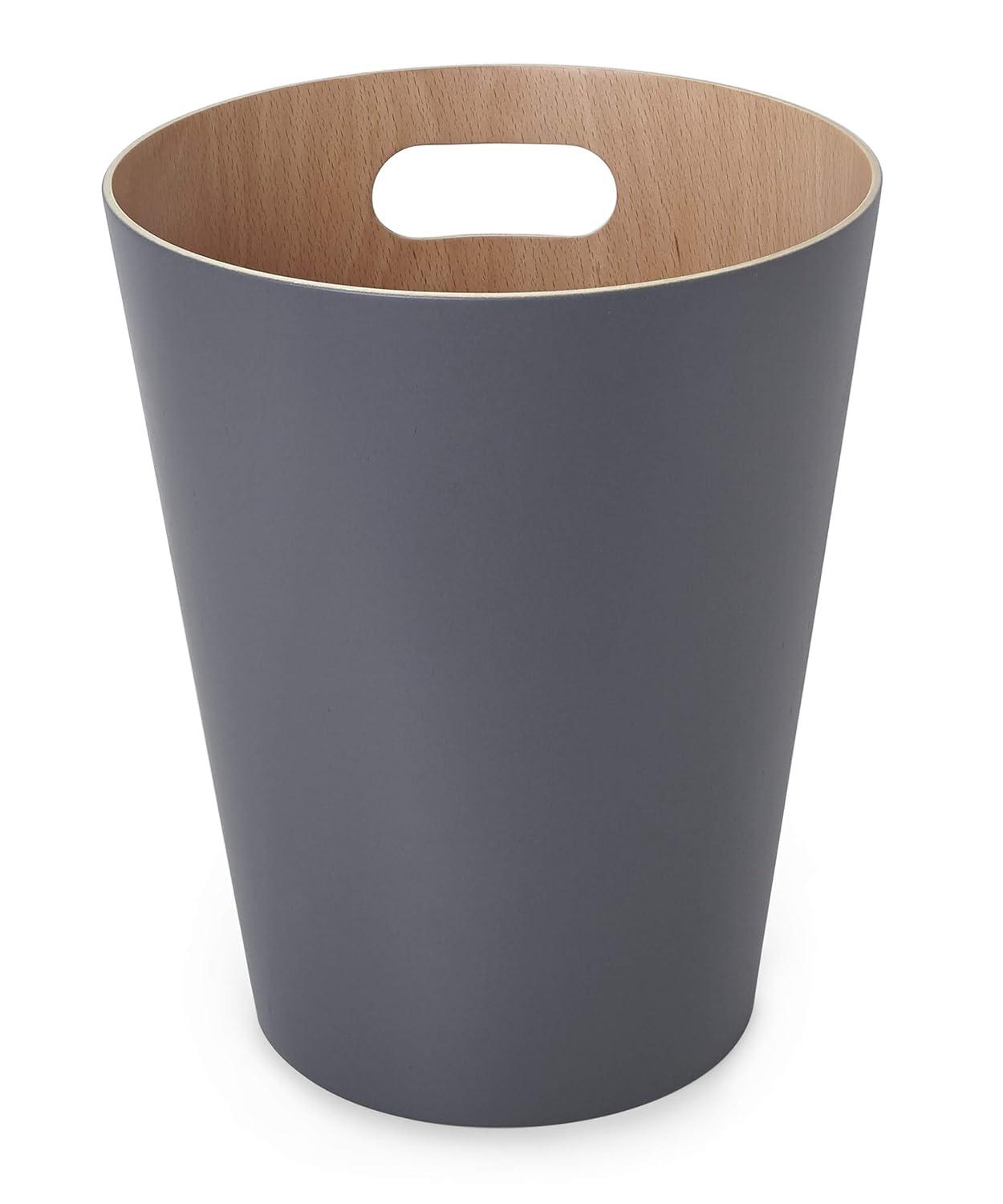image:imageUmbra Woodrow 2Gallon Modern Wooden Trash Can Wastebasket Attractive Bin for Garbage or Recycling Suitable for Home or Office Slate BlueDark Grey