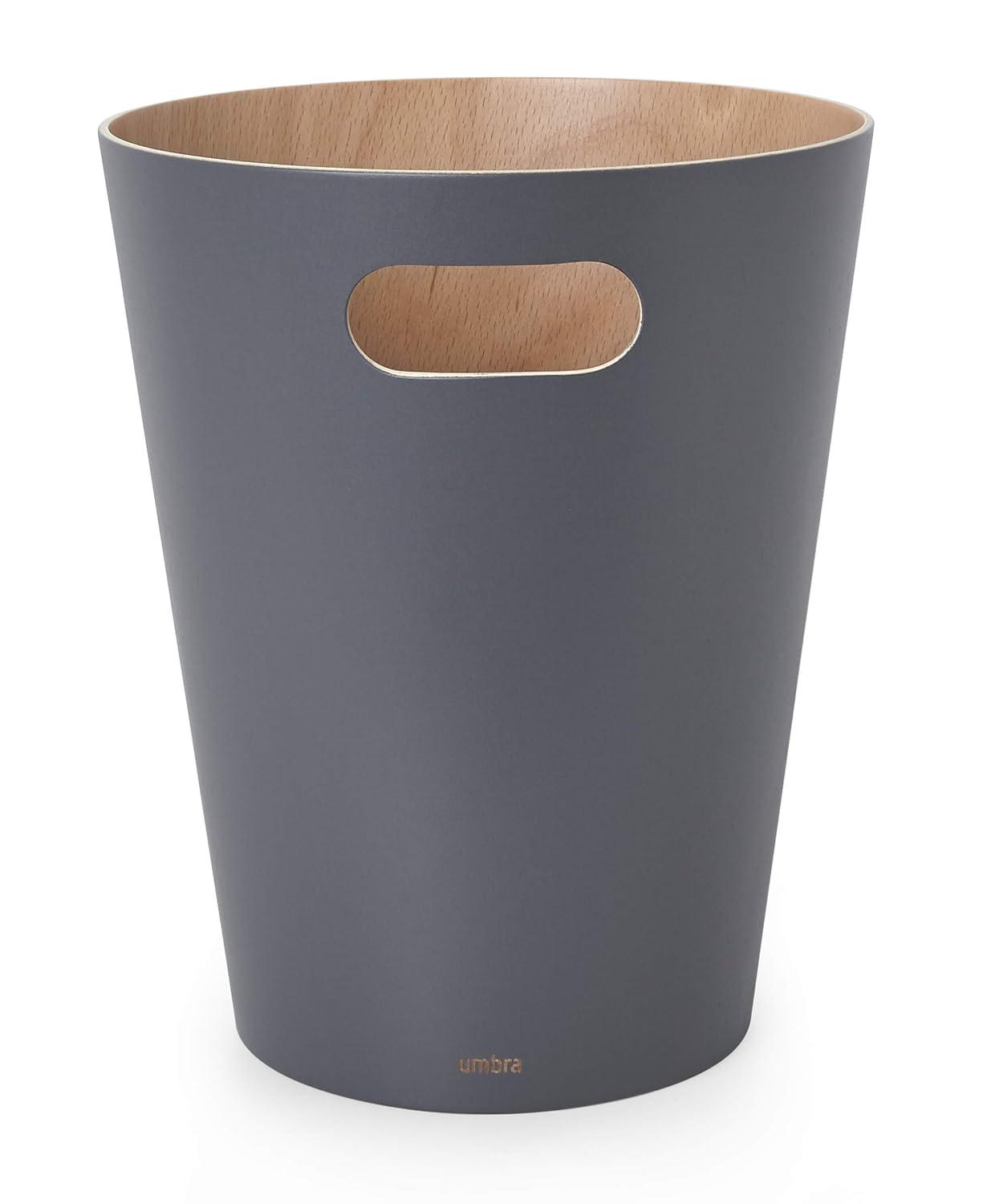 image:imageUmbra Woodrow 2Gallon Modern Wooden Trash Can Wastebasket Attractive Bin for Garbage or Recycling Suitable for Home or Office Slate BlueDark Grey