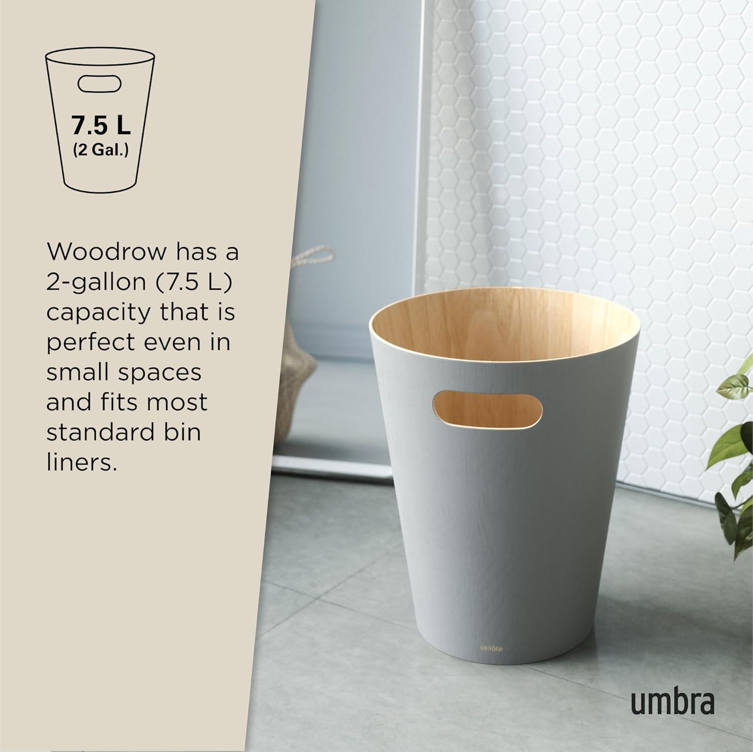 image:imageUmbra Woodrow 2Gallon Modern Wooden Trash Can Wastebasket Attractive Bin for Garbage or Recycling Suitable for Home or Office Slate BlueLight Grey