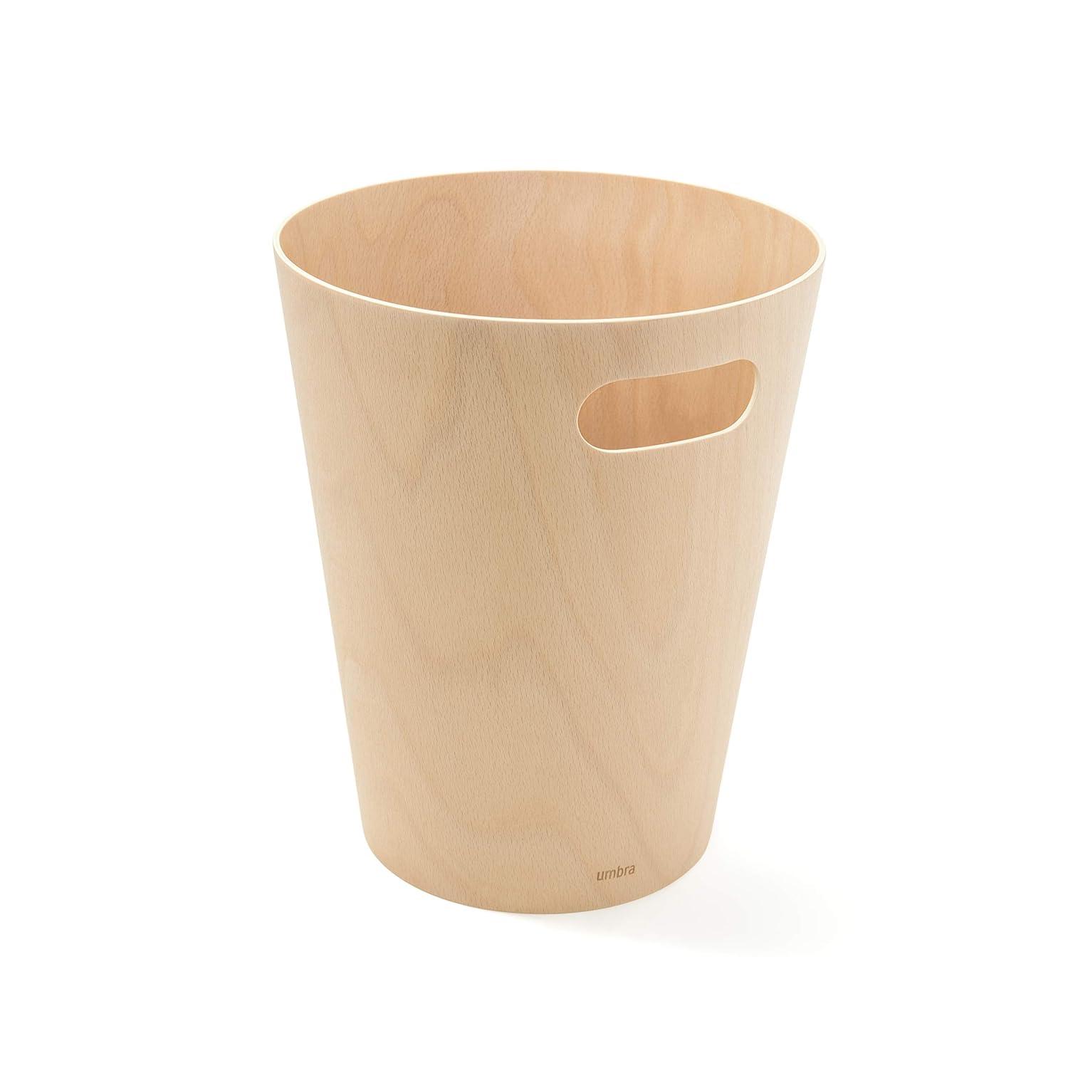 image:imageUmbra Woodrow 2Gallon Modern Wooden Trash Can Wastebasket Attractive Bin for Garbage or Recycling Suitable for Home or Office Slate BlueNatural
