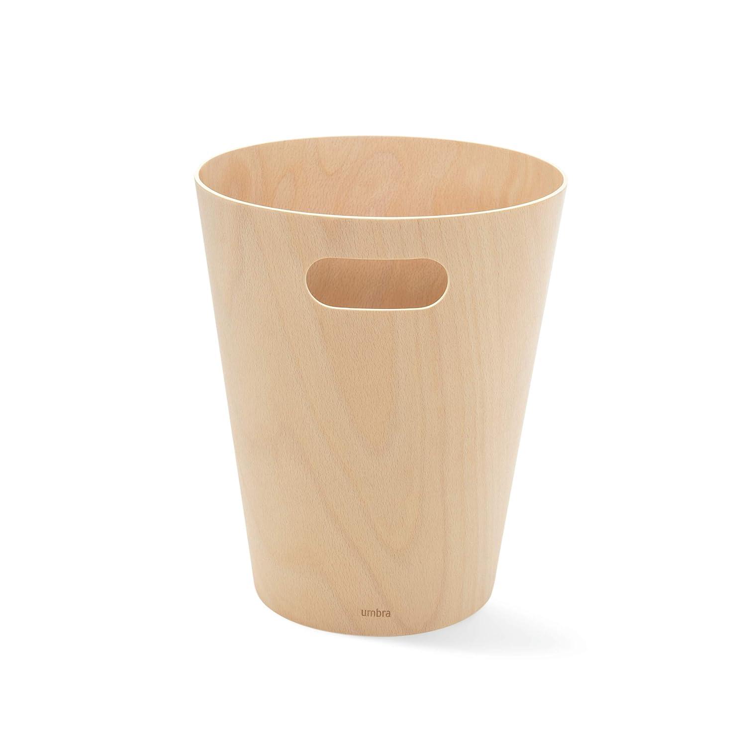 image:imageUmbra Woodrow 2Gallon Modern Wooden Trash Can Wastebasket Attractive Bin for Garbage or Recycling Suitable for Home or Office Slate BlueNatural