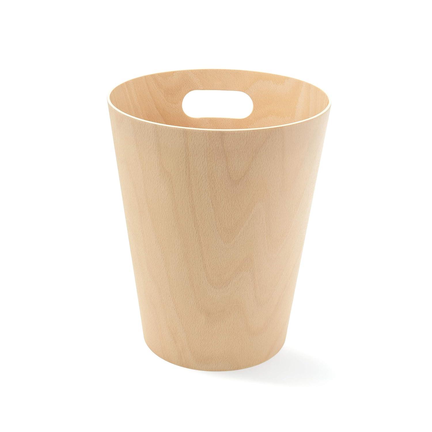 image:imageUmbra Woodrow 2Gallon Modern Wooden Trash Can Wastebasket Attractive Bin for Garbage or Recycling Suitable for Home or Office Slate BlueNatural