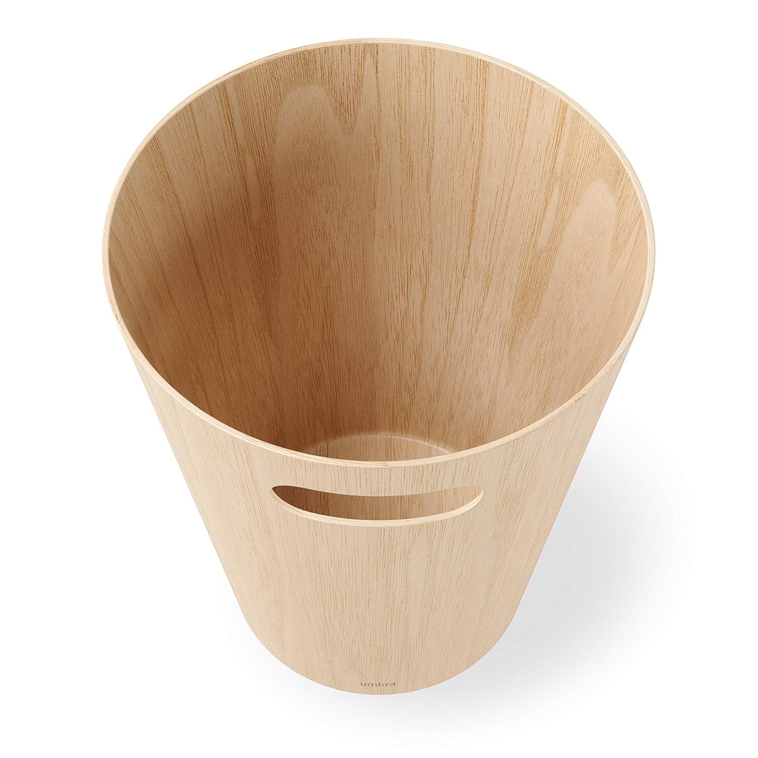 image:imageUmbra Woodrow 2Gallon Modern Wooden Trash Can Wastebasket Attractive Bin for Garbage or Recycling Suitable for Home or Office Slate BlueNatural