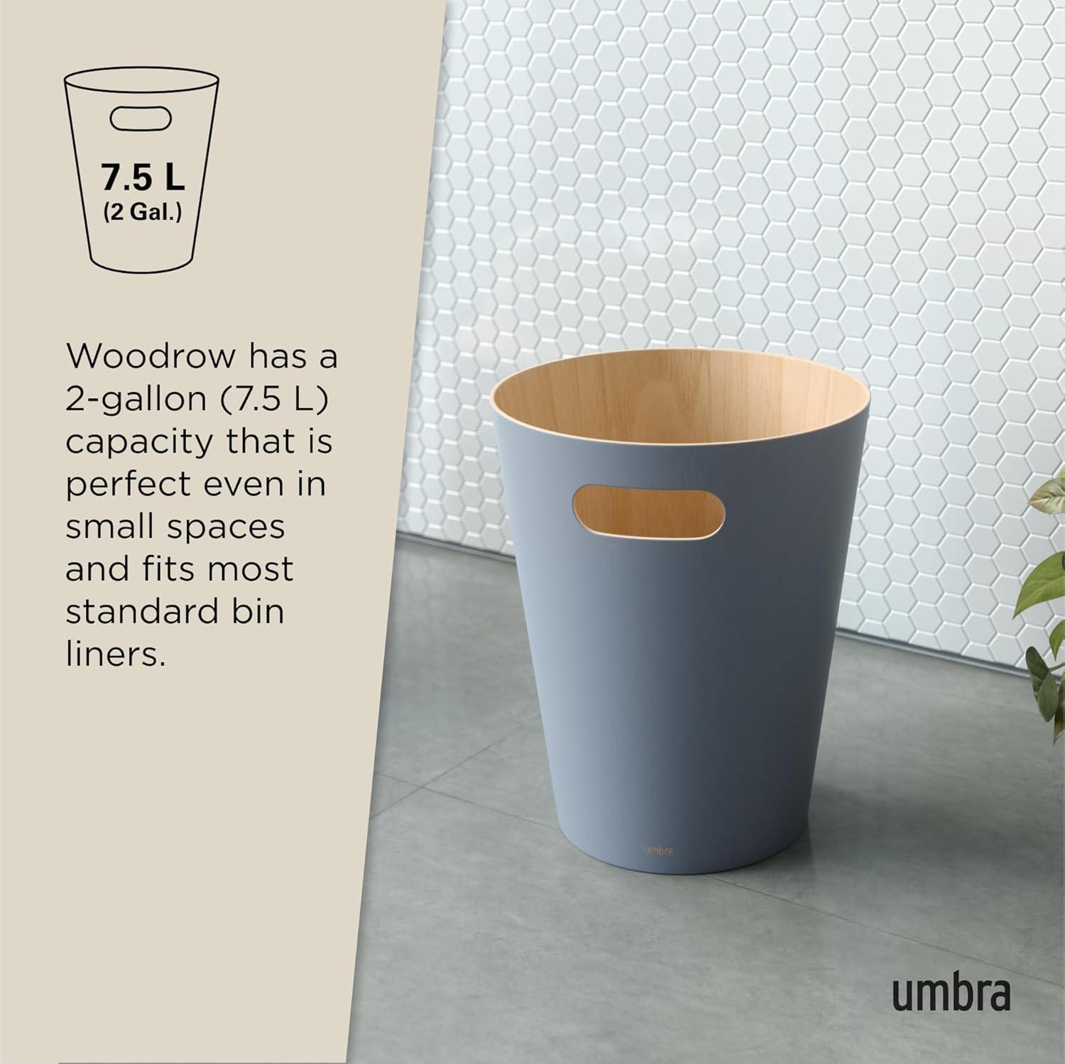 image:imageUmbra Woodrow 2Gallon Modern Wooden Trash Can Wastebasket Attractive Bin for Garbage or Recycling Suitable for Home or Office Slate BlueSlate Blue