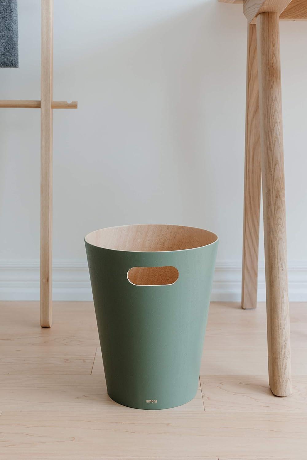 image:imageUmbra Woodrow 2Gallon Modern Wooden Trash Can Wastebasket Attractive Bin for Garbage or Recycling Suitable for Home or Office Slate BlueSpruce