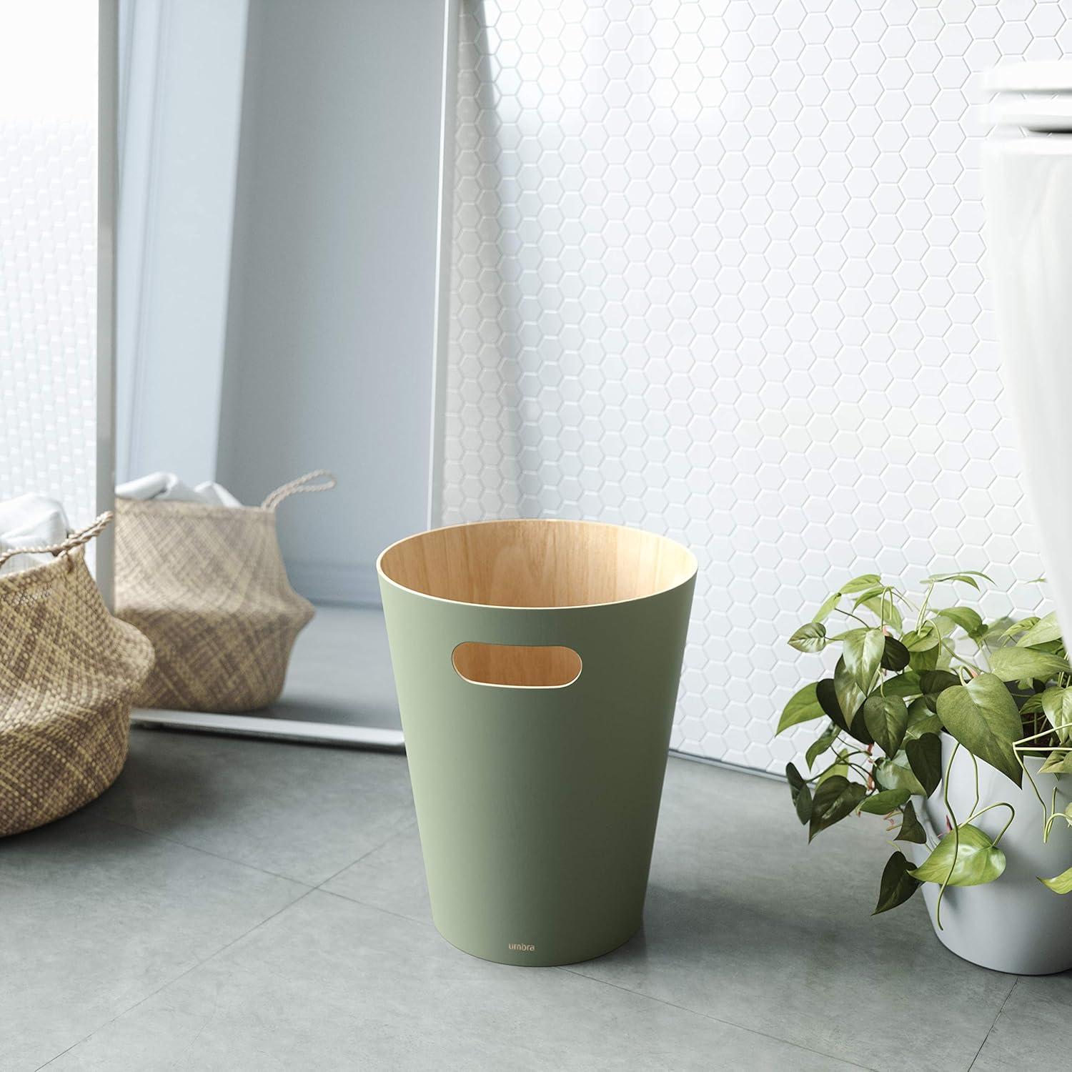 image:imageUmbra Woodrow 2Gallon Modern Wooden Trash Can Wastebasket Attractive Bin for Garbage or Recycling Suitable for Home or Office Slate BlueSpruce
