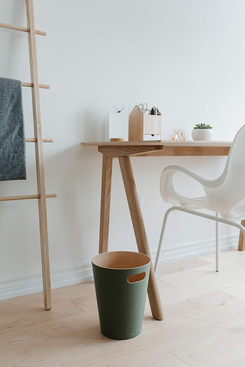 image:imageUmbra Woodrow 2Gallon Modern Wooden Trash Can Wastebasket Attractive Bin for Garbage or Recycling Suitable for Home or Office Slate BlueSpruce