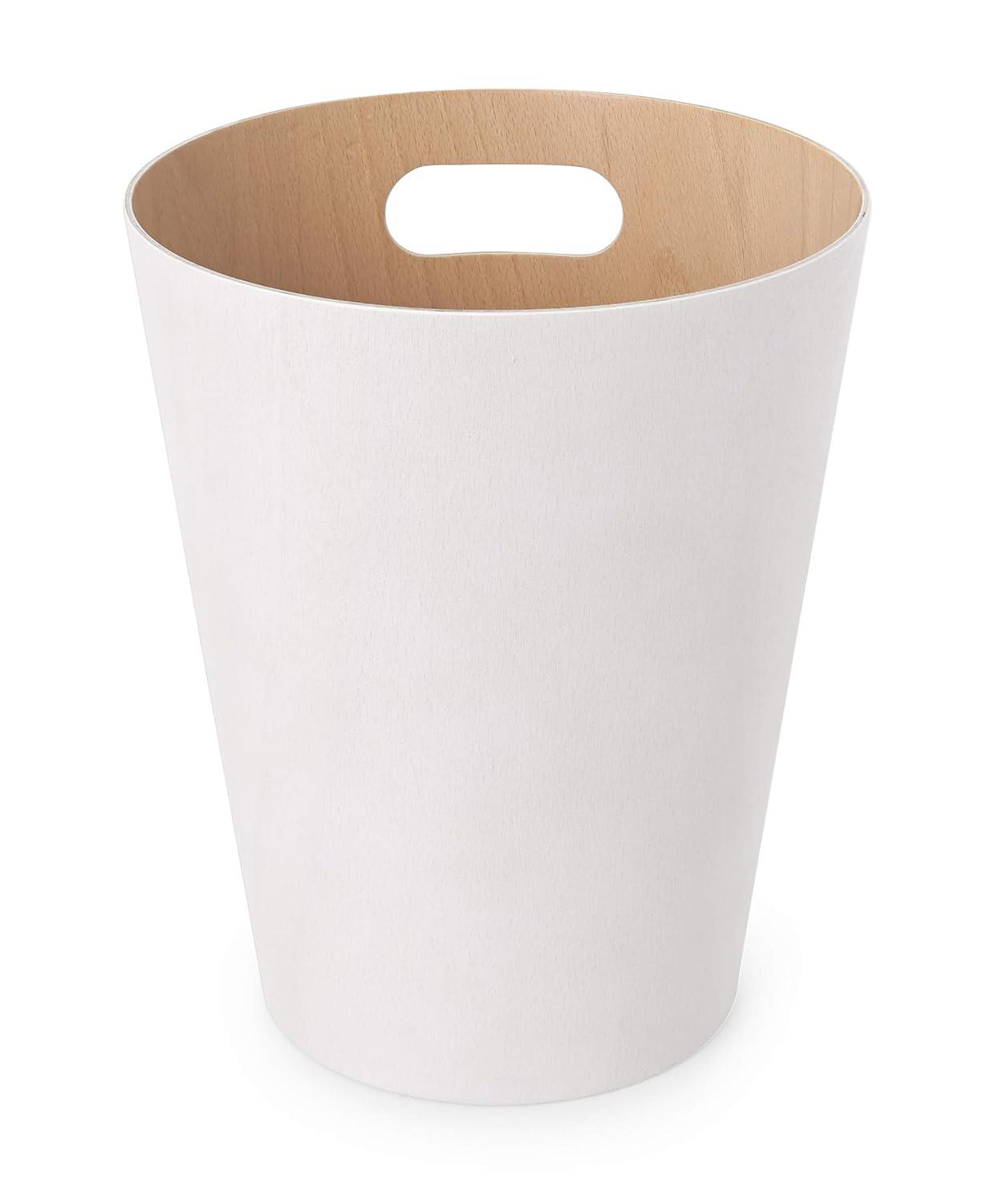 image:imageUmbra Woodrow 2Gallon Modern Wooden Trash Can Wastebasket Attractive Bin for Garbage or Recycling Suitable for Home or Office Slate BlueWhite