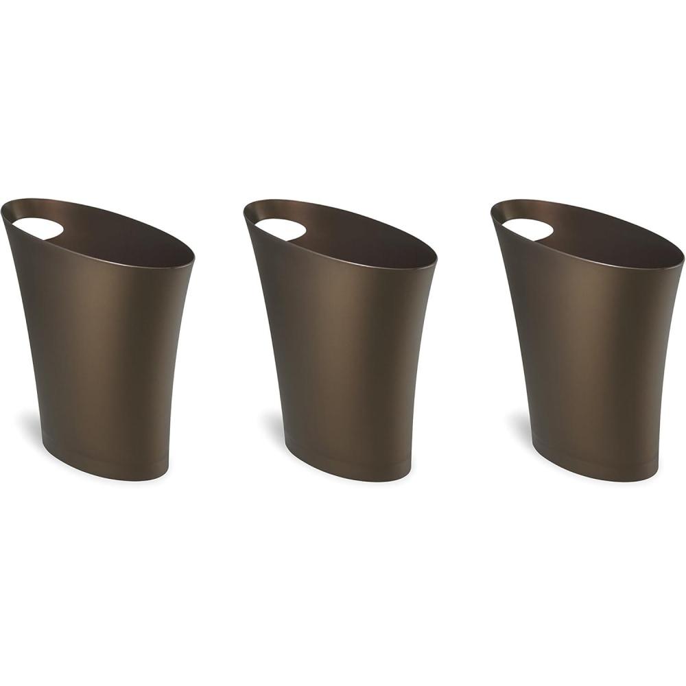 image:imageUmbra Skinny Sleek amp Stylish Bathroom Trash Small Garbage Can Wastebasket for Narrow Spaces at Home or Office 2 Gallon Capacity Bronze 3Pack
