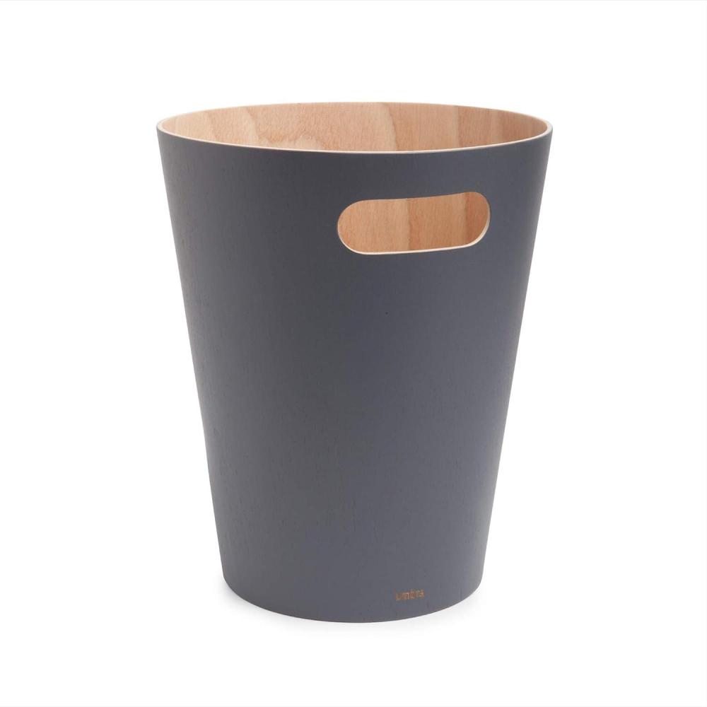 image:imageUmbra Woodrow 2Gallon Modern Wooden Trash Can Wastebasket Attractive Bin for Garbage or Recycling Suitable for Home or Office Slate BlueDark Grey