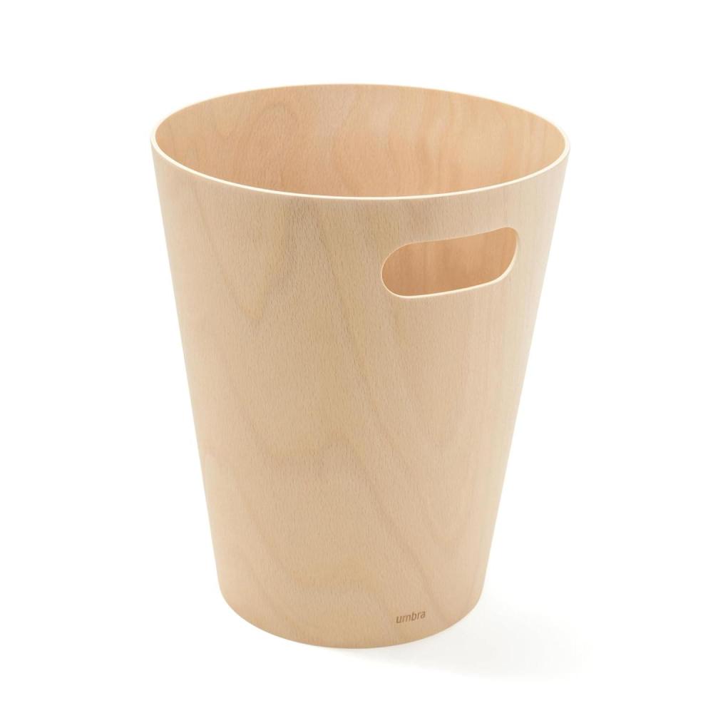 image:imageUmbra Woodrow 2Gallon Modern Wooden Trash Can Wastebasket Attractive Bin for Garbage or Recycling Suitable for Home or Office Slate BlueNatural