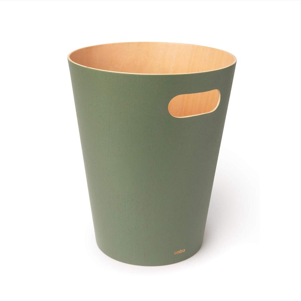 image:imageUmbra Woodrow 2Gallon Modern Wooden Trash Can Wastebasket Attractive Bin for Garbage or Recycling Suitable for Home or Office Slate BlueSpruce