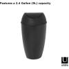 Umbra Twirla, 2.4 Gallon Trash Can with Swing-top Lid, Gray(Black)