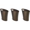 Umbra Skinny Sleek & Stylish Bathroom Trash, Small Garbage Can Wastebasket for Narrow Spaces at Home or Office, 2 Gallon Capacity, Bronze, 3-Pack