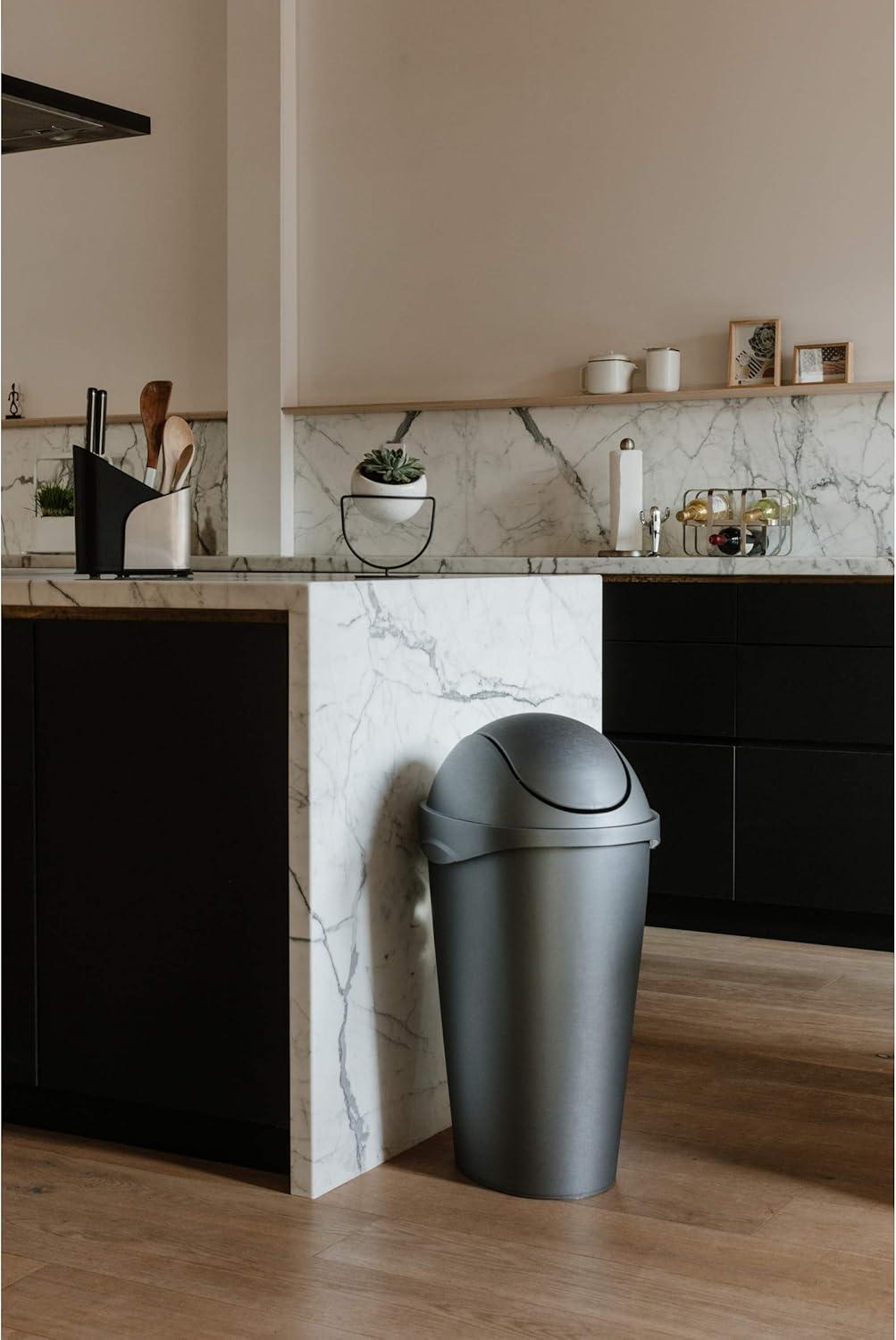 image:imageUmbra Swinger 12Gallon SwingTop Waste Can BlackNickel