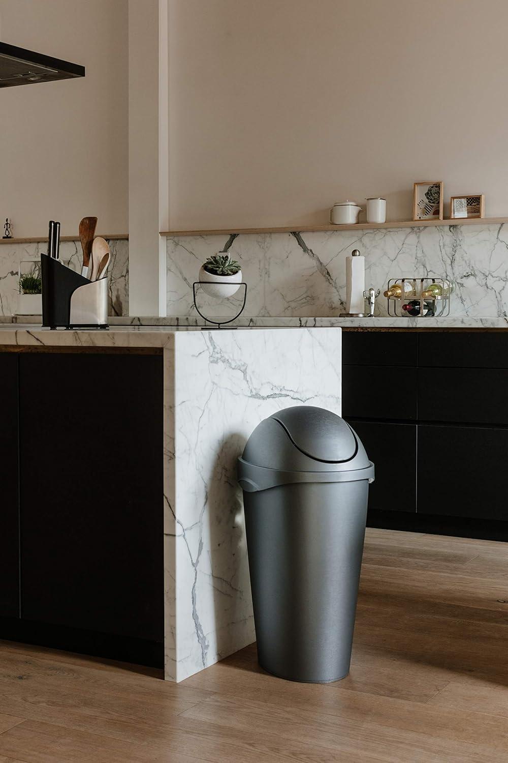 image:imageUmbra Swinger 12Gallon SwingTop Waste Can BlackNickel