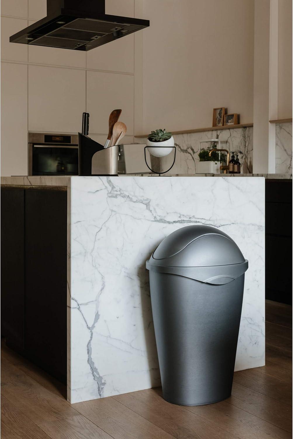 image:imageUmbra Swinger 12Gallon SwingTop Waste Can BlackNickel