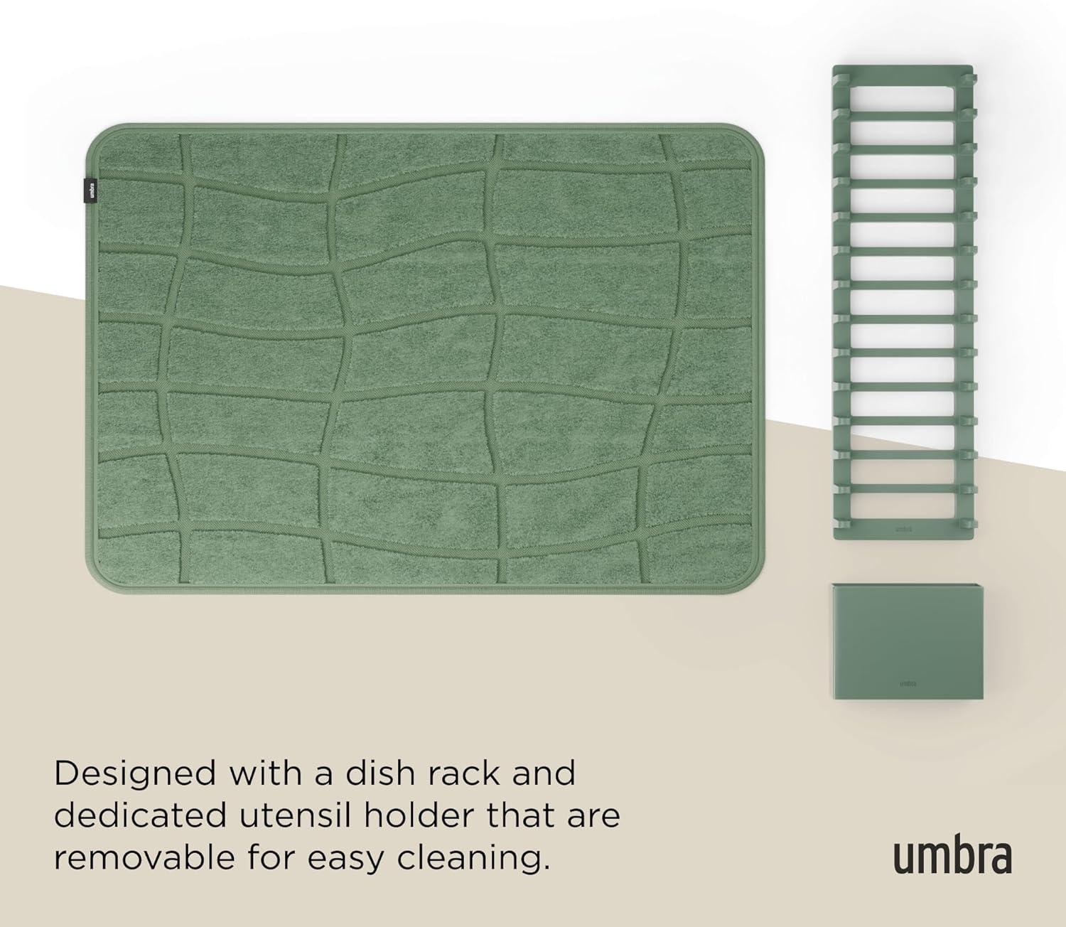 image:imageUmbra UDry Dish Drying Rack with Mat Kitchen Countertop Dish Drainer amp Absorbent Microfiber Drying Mat Foldable Dish Rack Organizer for Plates Cups amp Utensils SandSpruce