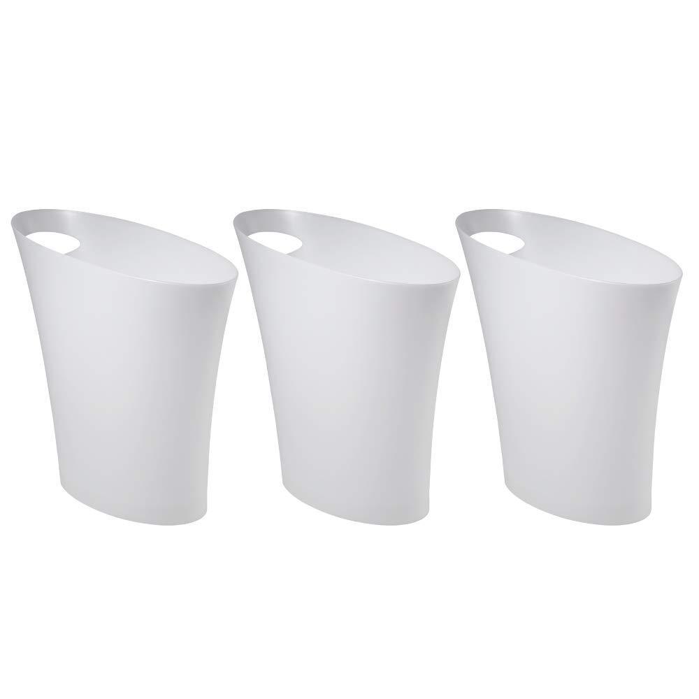image:imageumbra 9981000218 Slim Trash Can Oval Lidless Pale Trash Can Waste Box White 75L Skinny Can 9981000218 3 Pack
