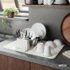 Umbra UDry Dish Drying Rack with Mat – Kitchen Countertop Dish Drainer & Absorbent Microfiber Drying Mat, Foldable Dish Rack Organizer for Plates, Cups & Utensils, Sand(Sand)