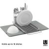 Umbra UDry Dish Drying Rack with Mat – Kitchen Countertop Dish Drainer & Absorbent Microfiber Drying Mat, Foldable Dish Rack Organizer for Plates, Cups & Utensils, Sand(Charcoal)
