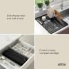Umbra UDry Dish Drying Rack with Mat – Kitchen Countertop Dish Drainer & Absorbent Microfiber Drying Mat, Foldable Dish Rack Organizer for Plates, Cups & Utensils, Sand(Black)
