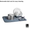 Umbra UDry Dish Drying Rack with Mat – Kitchen Countertop Dish Drainer & Absorbent Microfiber Drying Mat, Foldable Dish Rack Organizer for Plates, Cups & Utensils, Sand(Denim)