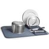 Umbra UDry Dish Drying Rack with Mat – Kitchen Countertop Dish Drainer & Absorbent Microfiber Drying Mat, Foldable Dish Rack Organizer for Plates, Cups & Utensils, Sand(Denim)