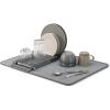 Umbra UDry Dish Drying Rack with Mat – Kitchen Countertop Dish Drainer & Absorbent Microfiber Drying Mat, Foldable Dish Rack Organizer for Plates, Cups & Utensils, Sand(Gray)