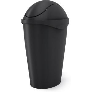 Umbra Swinger 12-Gallon Swing-Top Waste Can, Black(Black)