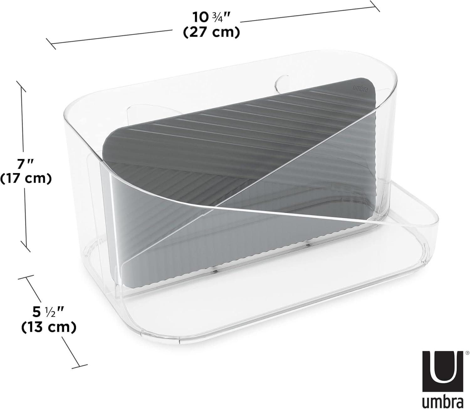 image:imageUmbra Glam Organizer Countertop Makeup and Cosmetic MultiFunction Storage for Hair Tools with Dividers ClearDark GrayClear