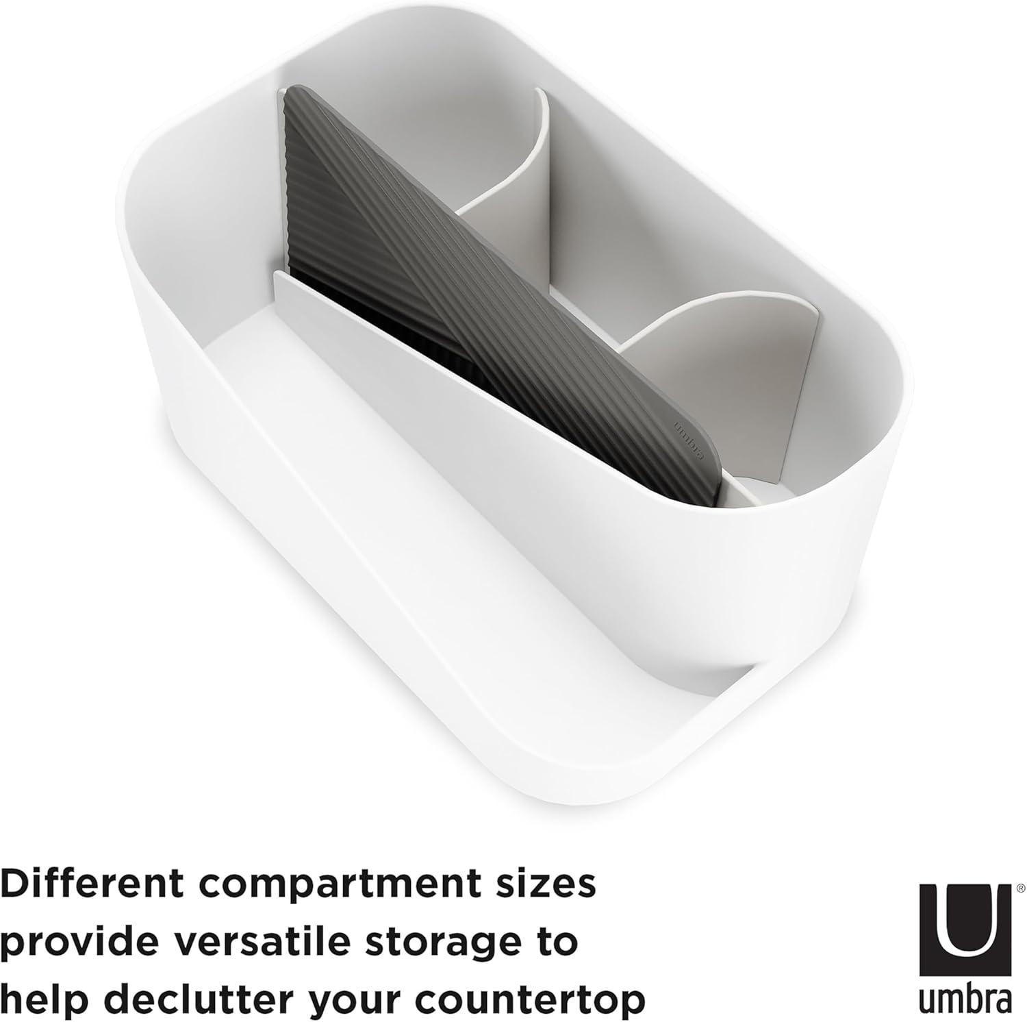 image:imageUmbra Glam Organizer Countertop Makeup and Cosmetic MultiFunction Storage for Hair Tools with Dividers ClearDark GrayWhite