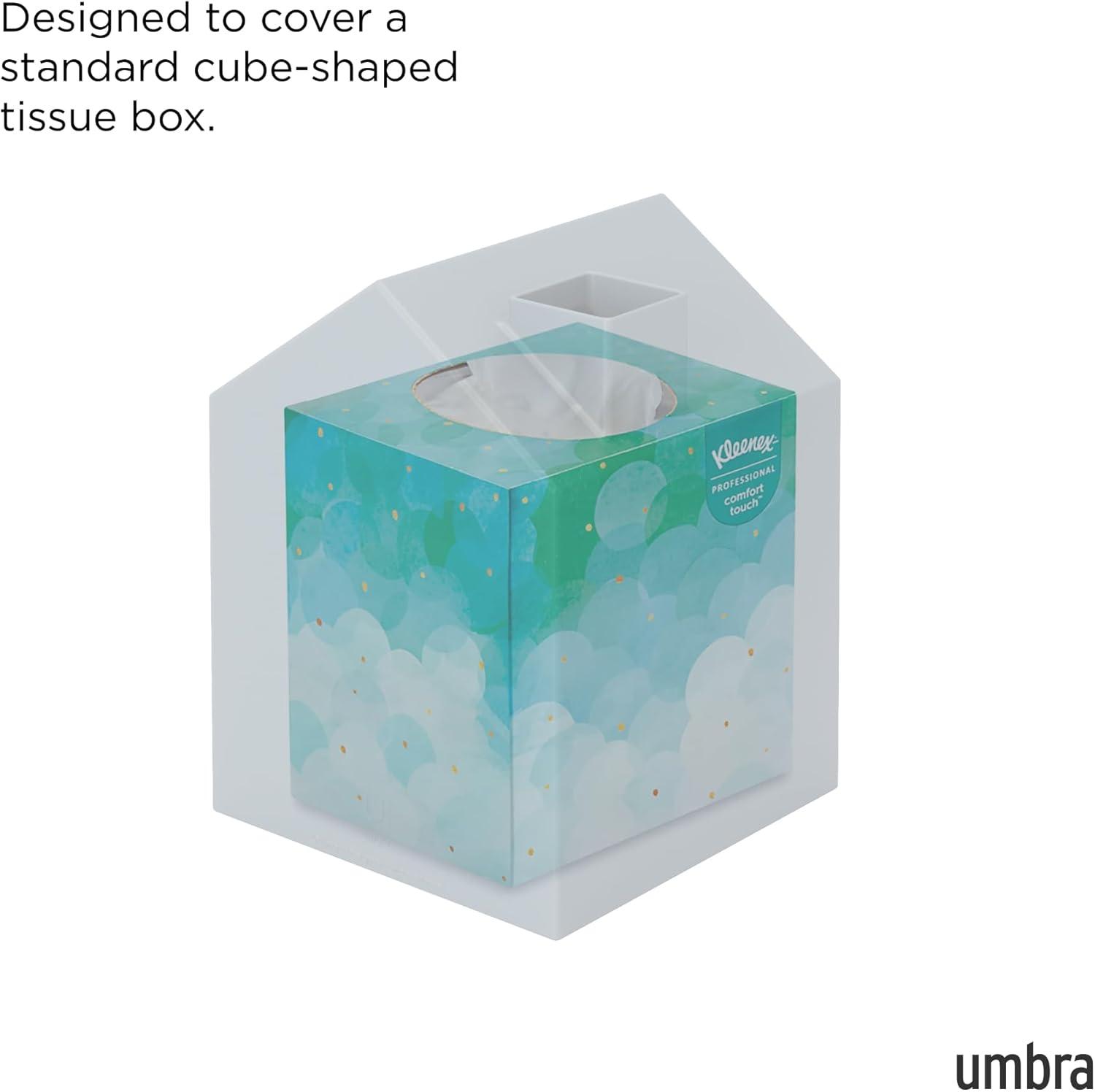 image:imageUmbra Casa Tissue Box Cover Modern HouseShaped Tissue Box Holder for Standard Square Boutique Tissue Boxes Ocean Plastic Bathroom amp Home Dcor Ocean SandOcean Sand