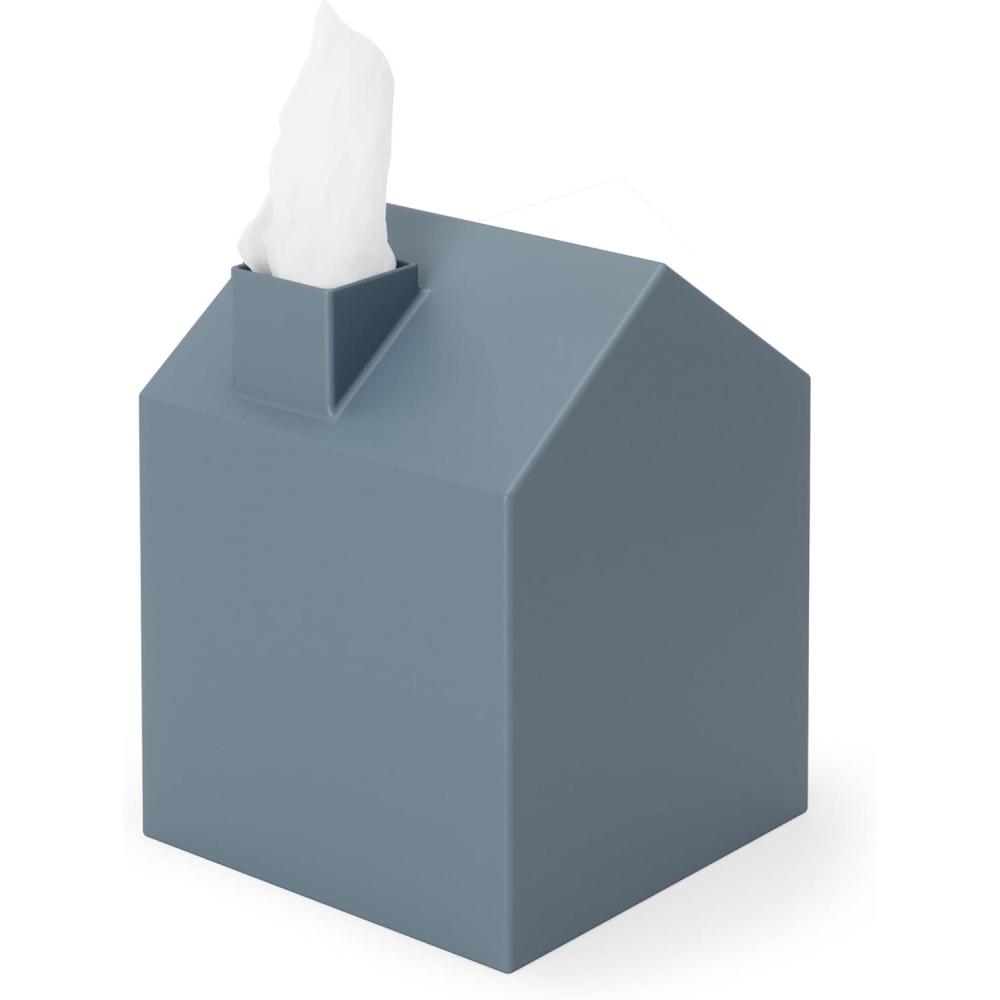 image:imageUmbra Casa Tissue Box Cover Modern HouseShaped Tissue Box Holder for Standard Square Boutique Tissue Boxes Ocean Plastic Bathroom amp Home Dcor Ocean SandSlate Blue