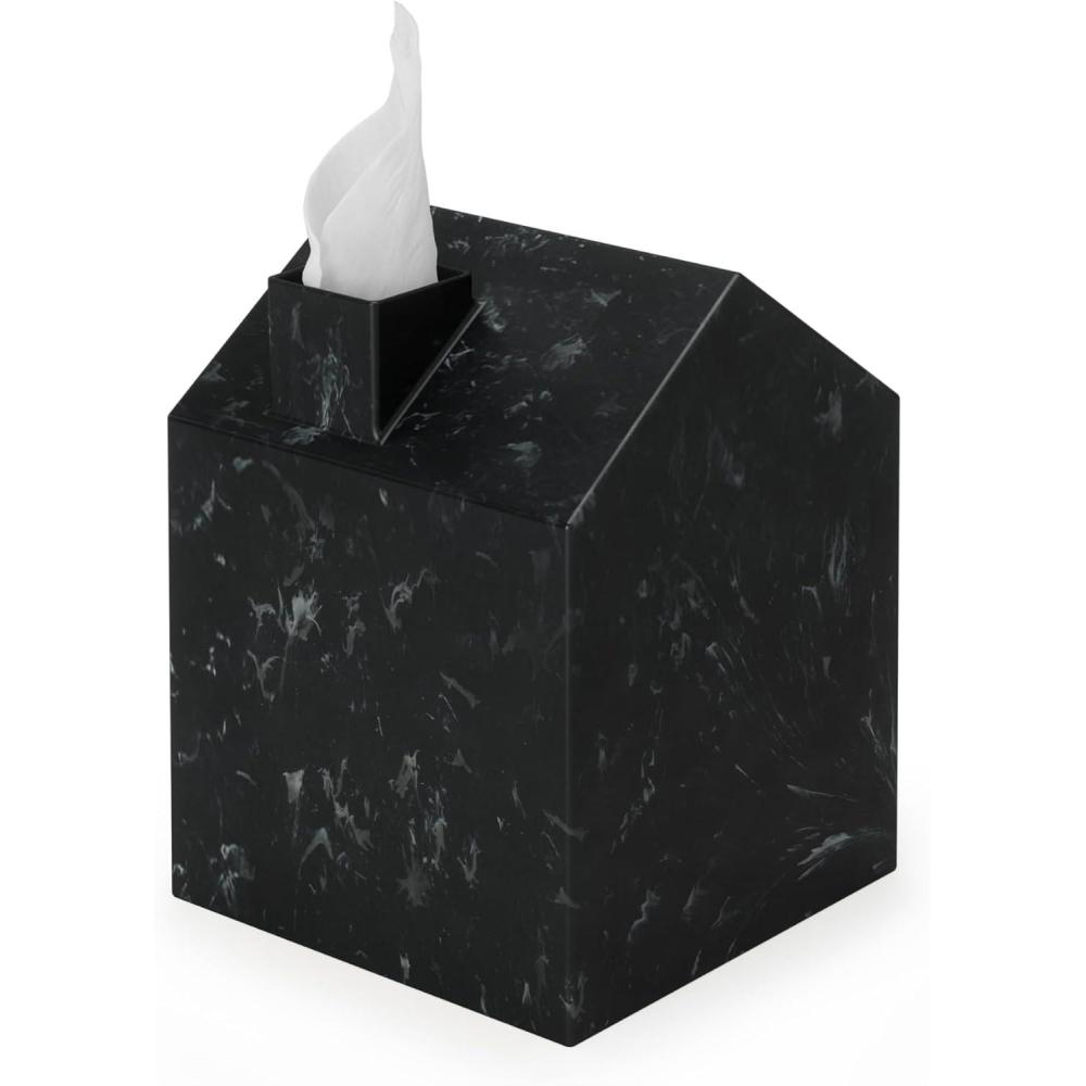 image:imageUmbra Casa Tissue Box Cover Modern HouseShaped Tissue Box Holder for Standard Square Boutique Tissue Boxes Ocean Plastic Bathroom amp Home Dcor Ocean SandOcean Black