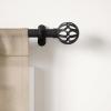 Umbra Aria Cage Pin-Point Curtain Rod 42-120″, Matte Black, Steel, No-Drill Installation, Openwork Orb Finials