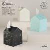 Umbra Casa Tissue Box Cover – Modern House-Shaped Tissue Box Holder for Standard Square Boutique Tissue Boxes, Ocean Plastic, Bathroom & Home Décor, Ocean Sand(Ocean Blue)