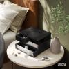 Umbra Malibu Jewelry Box – 3-Tier Storage Organizer with Linen-Lined Compartments, Real Wood, Fluted Glass Accents & Non-Slip Feet for Dresser, Nightstand, or Vanity, Black(Black)