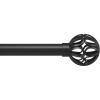Umbra Aria Cage Pin-Point Curtain Rod 42-120″, Matte Black, Steel, No-Drill Installation, Openwork Orb Finials