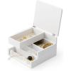 Umbra Malibu Jewelry Box – 3-Tier Storage Organizer with Linen-Lined Compartments, Real Wood, Fluted Glass Accents & Non-Slip Feet for Dresser, Nightstand, or Vanity, Black(White)
