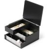 Umbra Malibu Jewelry Box – 3-Tier Storage Organizer with Linen-Lined Compartments, Real Wood, Fluted Glass Accents & Non-Slip Feet for Dresser, Nightstand, or Vanity, Black(Black)