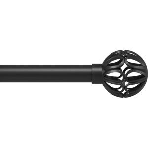 Umbra Aria Cage Pin-Point Curtain Rod 42-120″, Matte Black, Steel, No-Drill Installation, Openwork Orb Finials