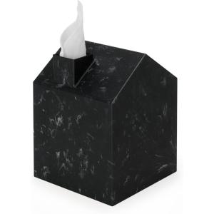Umbra Casa Tissue Box Cover – Modern House-Shaped Tissue Box Holder for Standard Square Boutique Tissue Boxes, Ocean Plastic, Bathroom & Home Décor, Ocean Sand(Ocean Black)