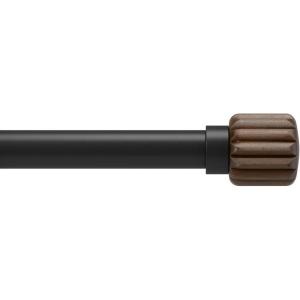 Umbra Evie Pin-Point Curtain Rod 42-120 inch, Black/Walnut, Steel, No-Drill Installation
