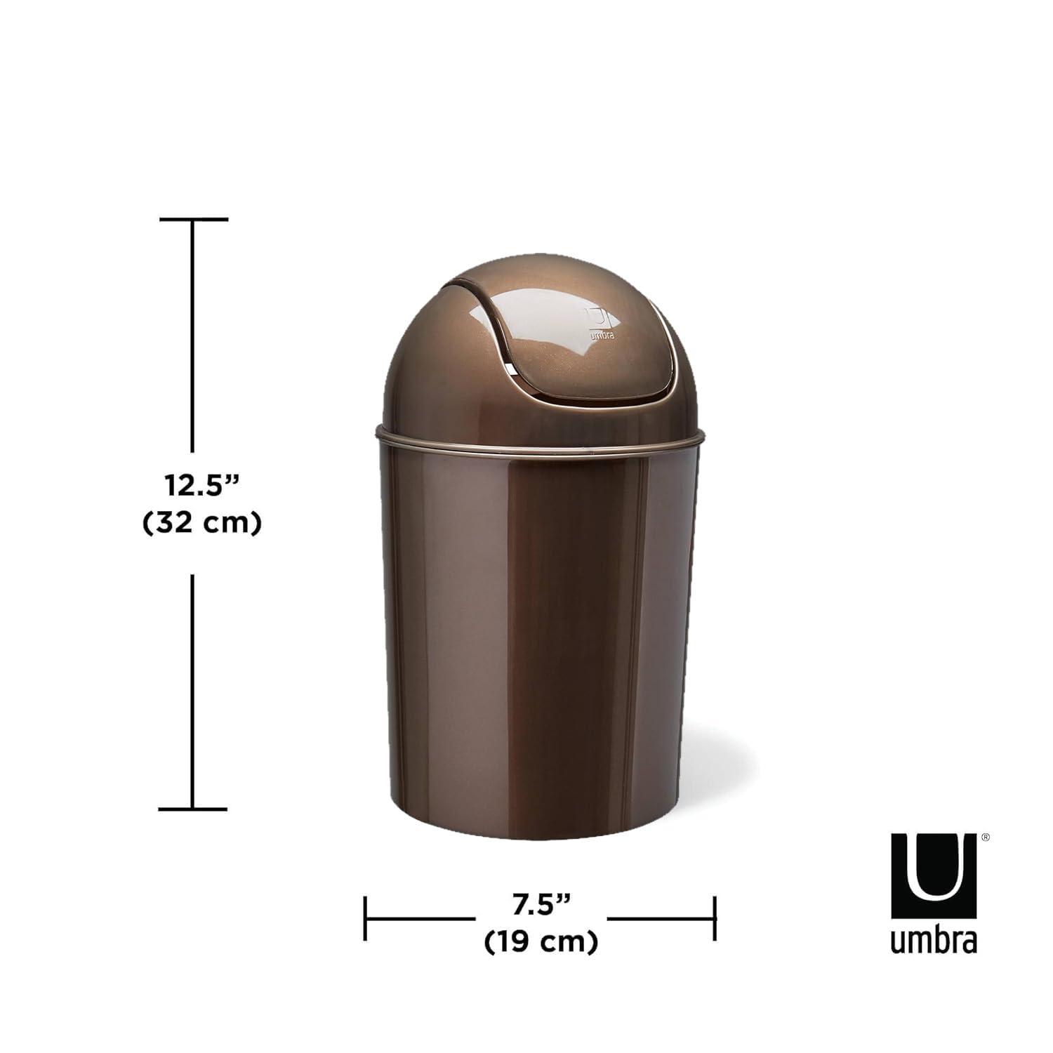 image:imageUmbra 125 Gallon Mini Waste Can with Removable SwingTop Lid Small Garbage Bin for Kitchen Bathroom Bedroom Office Compact Trash Can Fit Under Tables amp Counters Dark BlueBronze