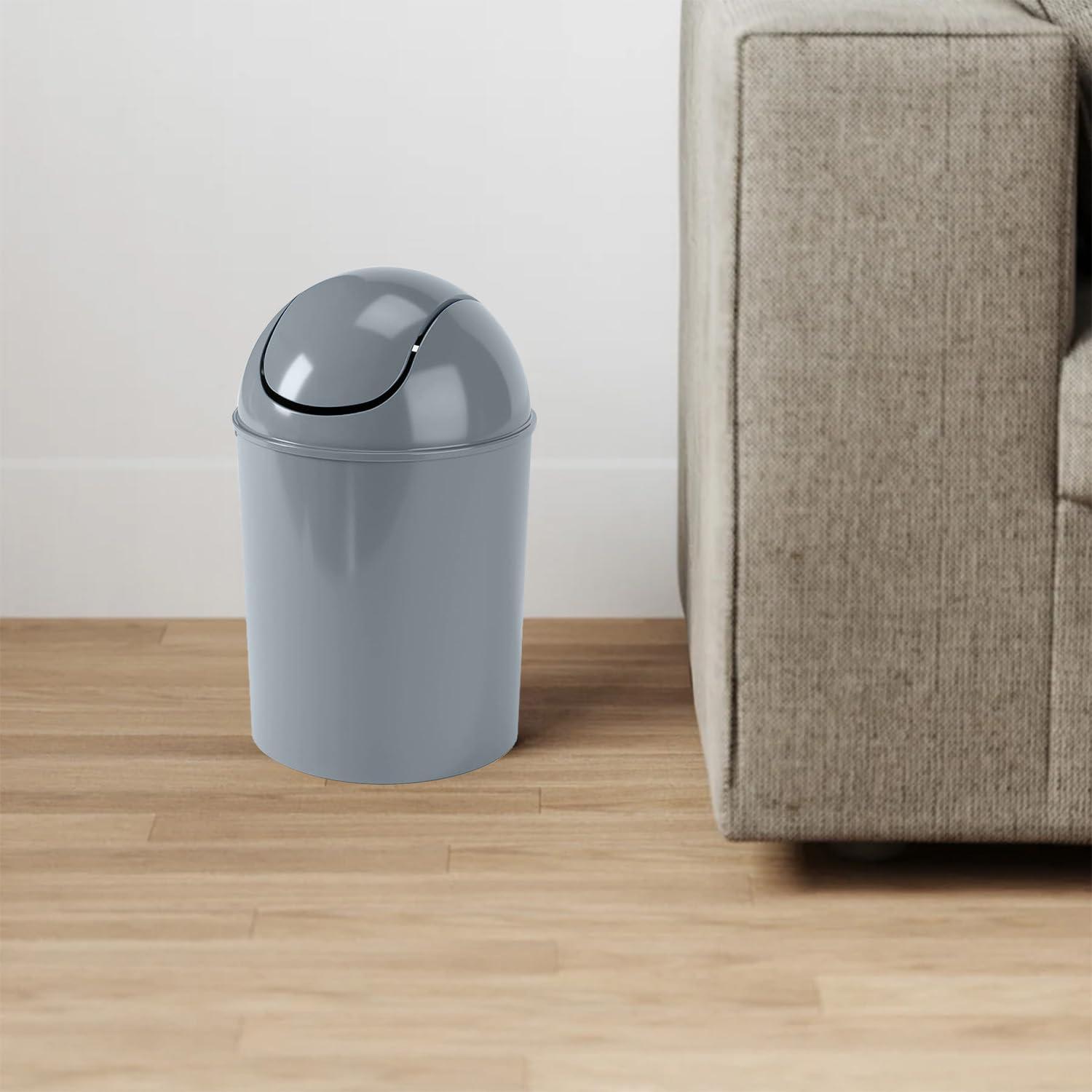 image:imageUmbra 125 Gallon Mini Waste Can with Removable SwingTop Lid Small Garbage Bin for Kitchen Bathroom Bedroom Office Compact Trash Can Fit Under Tables amp Counters Dark BlueSteel Blue